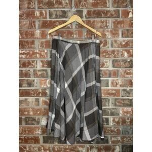 VTG Wool Blend A-line Plaid Skirt Midi XL Dark Academia Preppy Classic Office